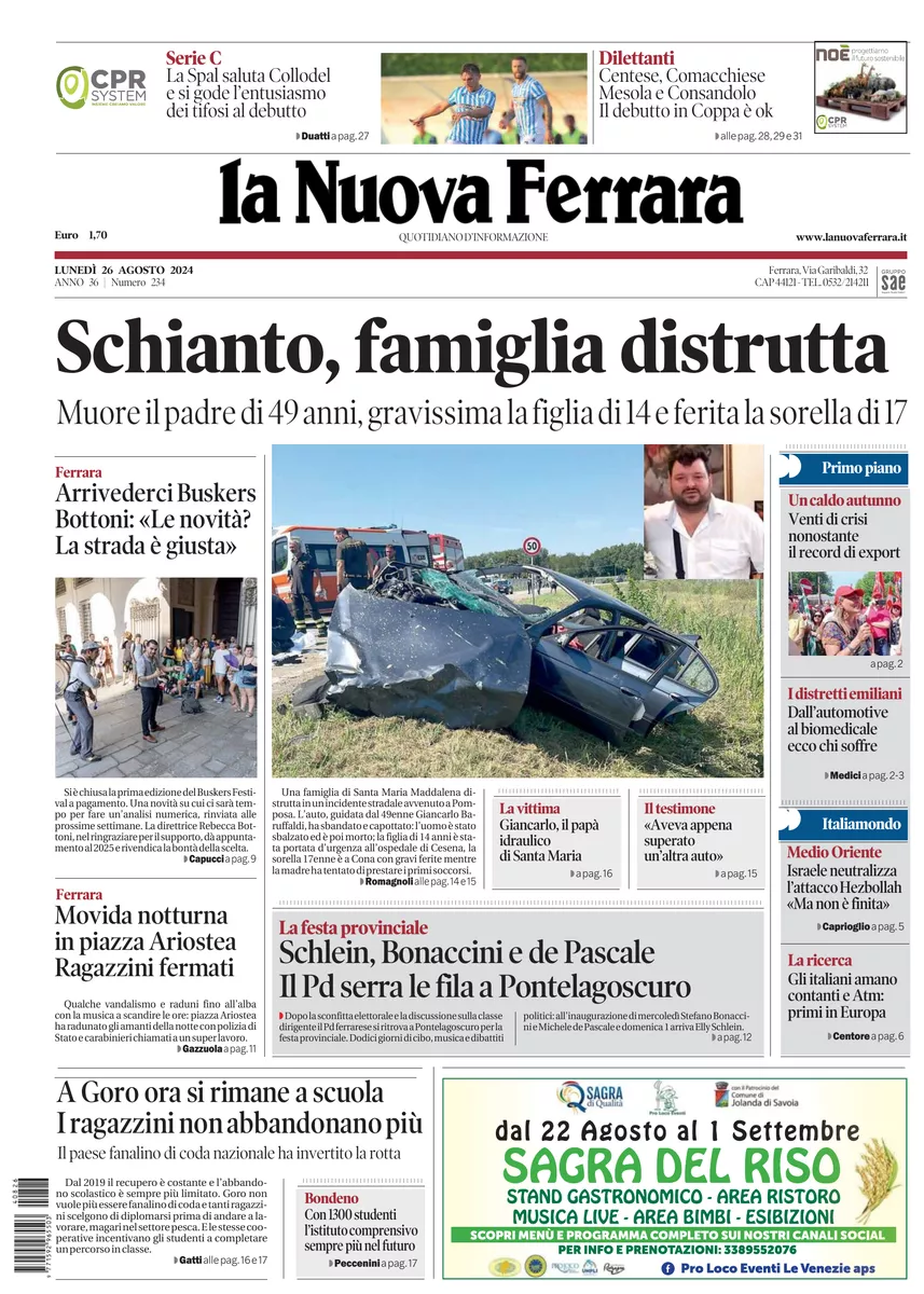 Prima-pagina-nuova ferrara-oggi-edizione-del-2024-08-26